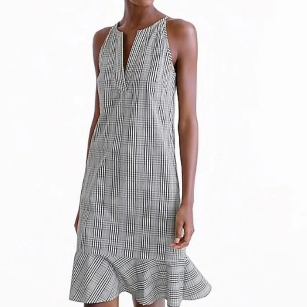 J. Crew Plaid Flutter Hem Sleeveless Dress NWT